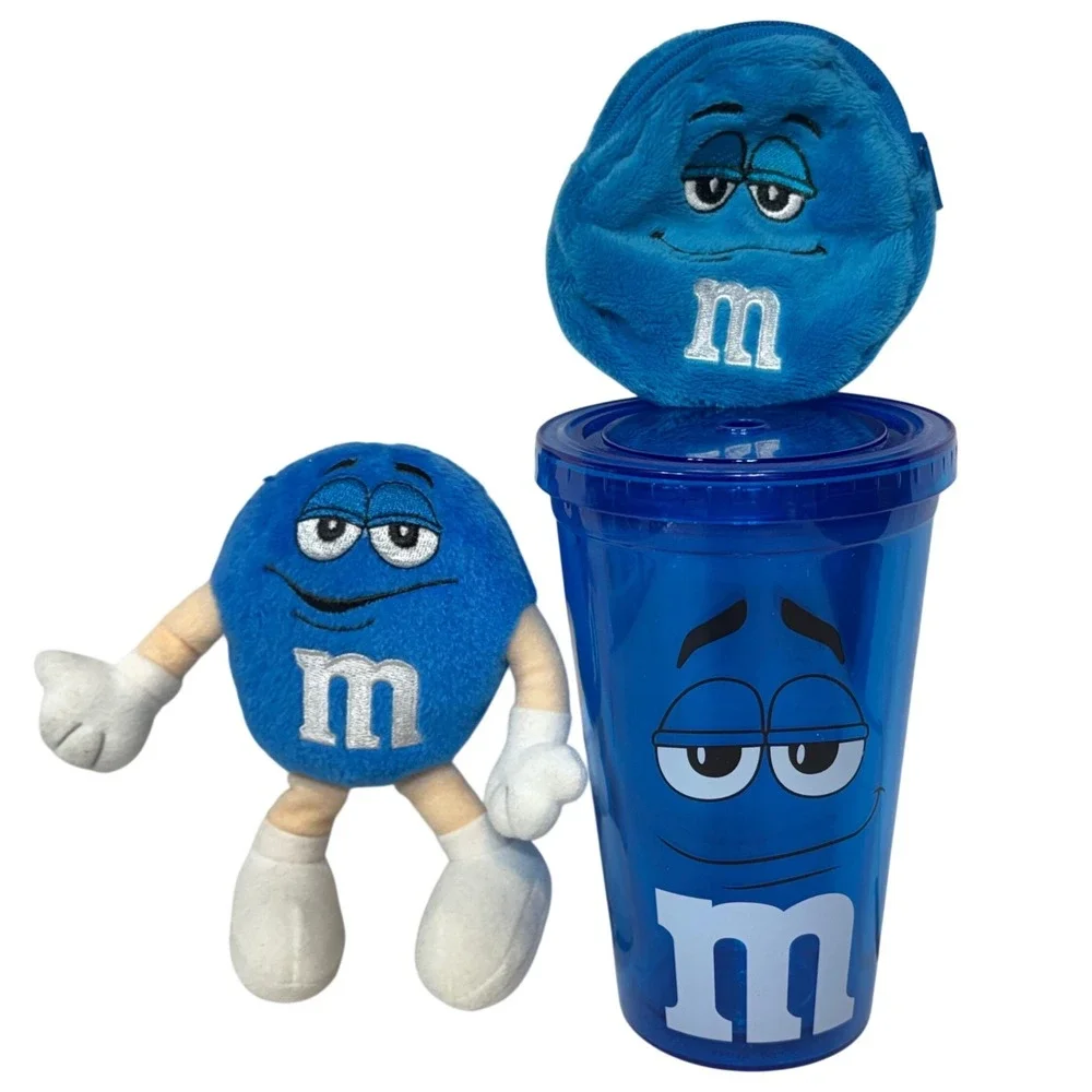 M&M'S World‎ Blue Character Plush Coin Purse and 16oz Tumbler Set